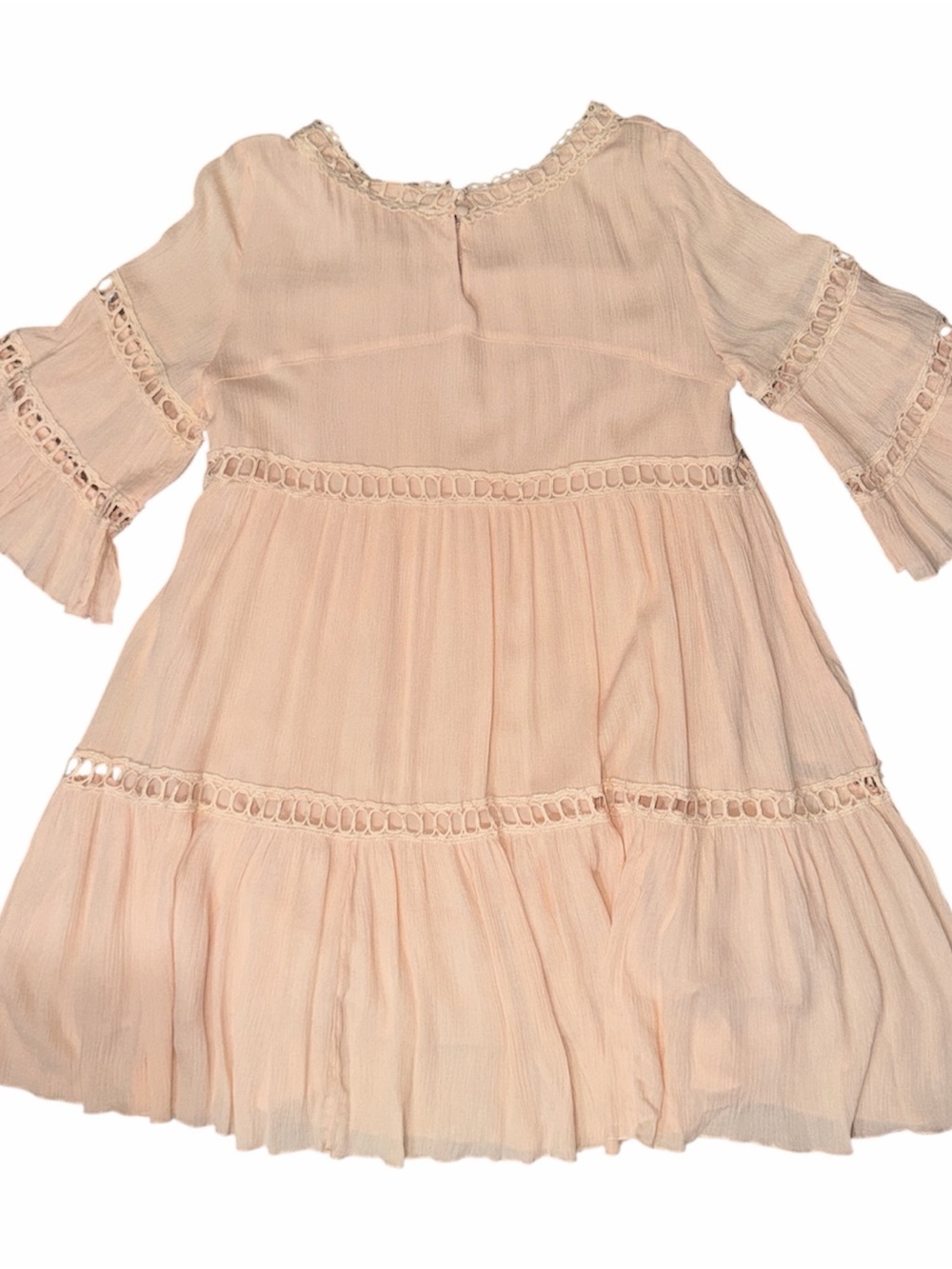 LISTICLE Blush Pink Lace-Trim Dress with Bell Sleeves - Picture 6 of 8